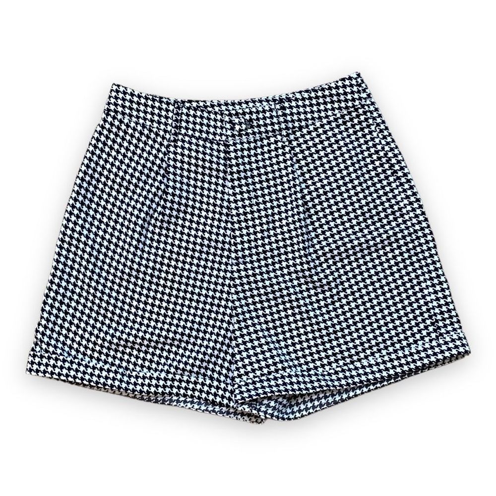 Nasty Gal Shorts Printed Black White Retro Style Tailored High Waisted Pleated